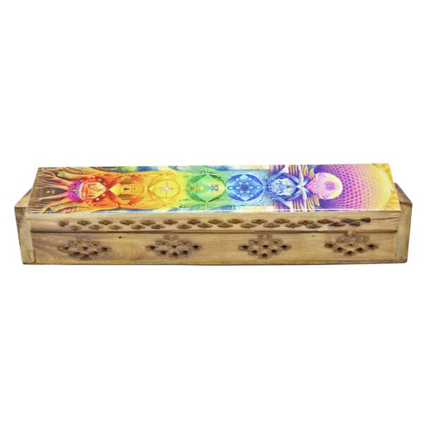 12 Peace Sign Coffin Incense Burner - Wood