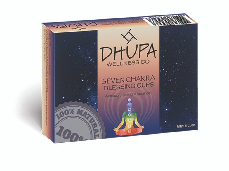 SEVEN CHAKRA BLESSING INCENSE CUPS 6PC ( PACK OF 6 )