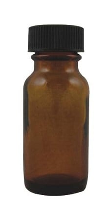 AMBER GLASS BOTTLE 1/2oz. WITH CAP