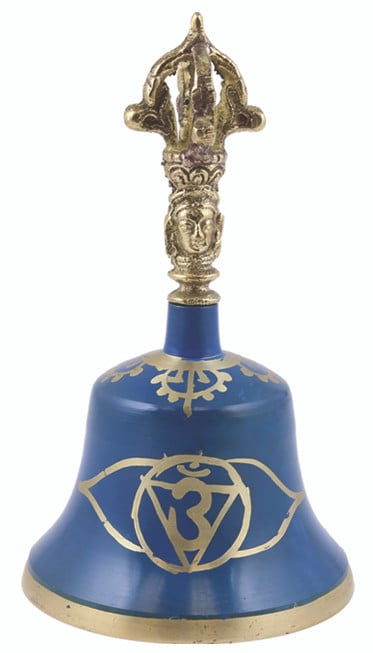 7 Chakras Bronze Bell - Indigo Blue  6.25"