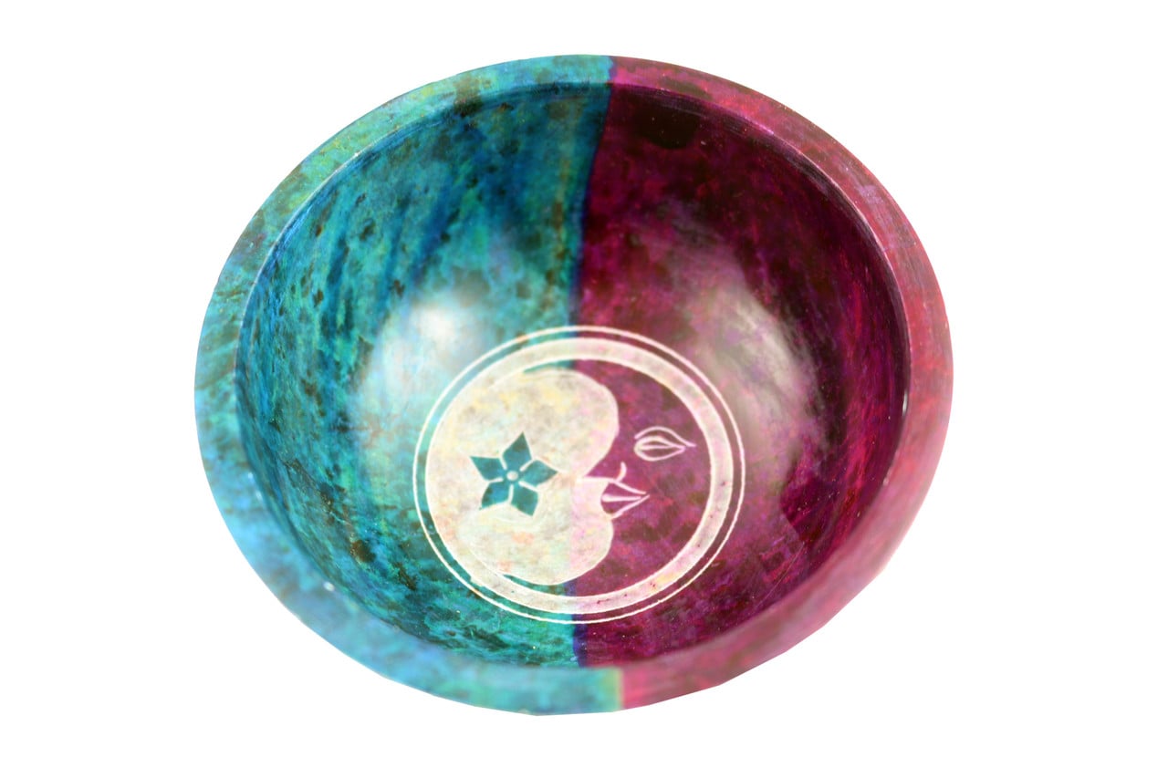 Turquoise & Purple Moon Stone Smudge Bowl 4''