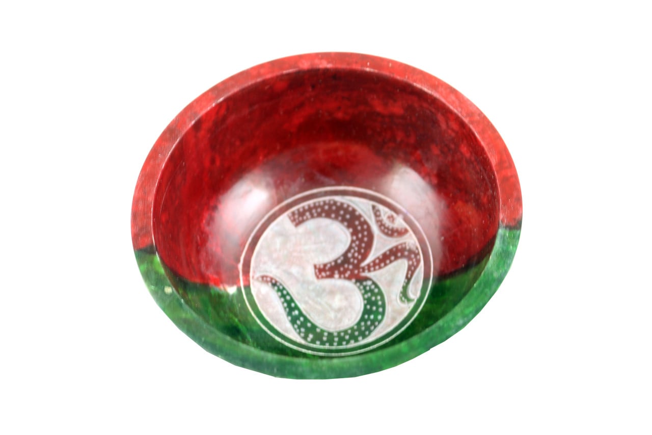Red & Green OM Stone Smudge Bowl 4''