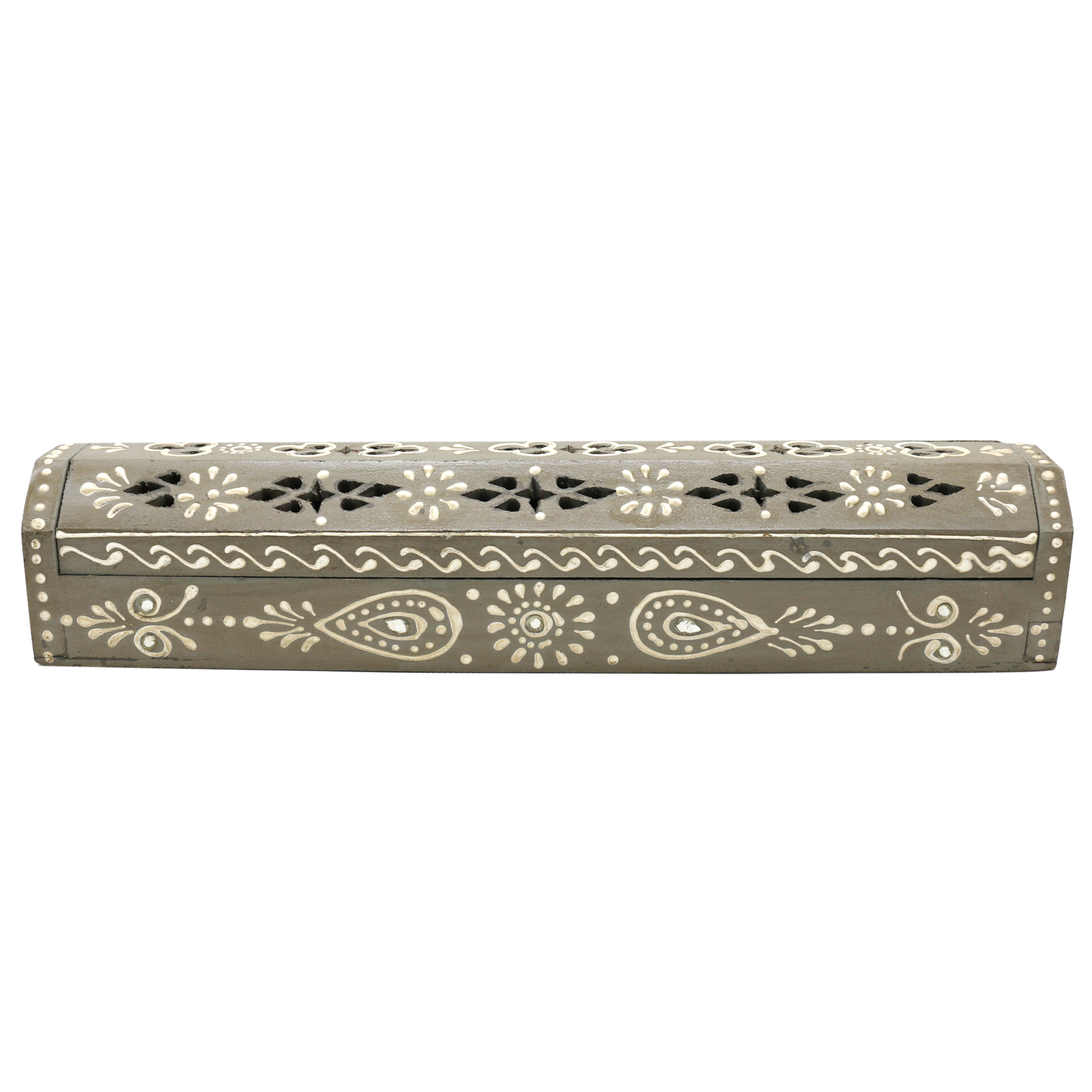 thumbnail image 2 of Hand Painted 12" Incense Stick & Cone Burner Wood Coffin Box With Storage – Soul Sticks 2 of 2
